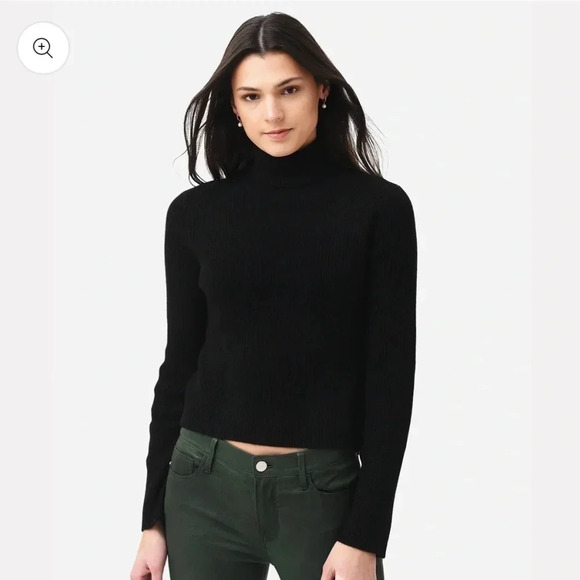 Naadam Cashmere - Women’s Cashmere Ribbed Crop Turtleneck - Picture 5 of 6
